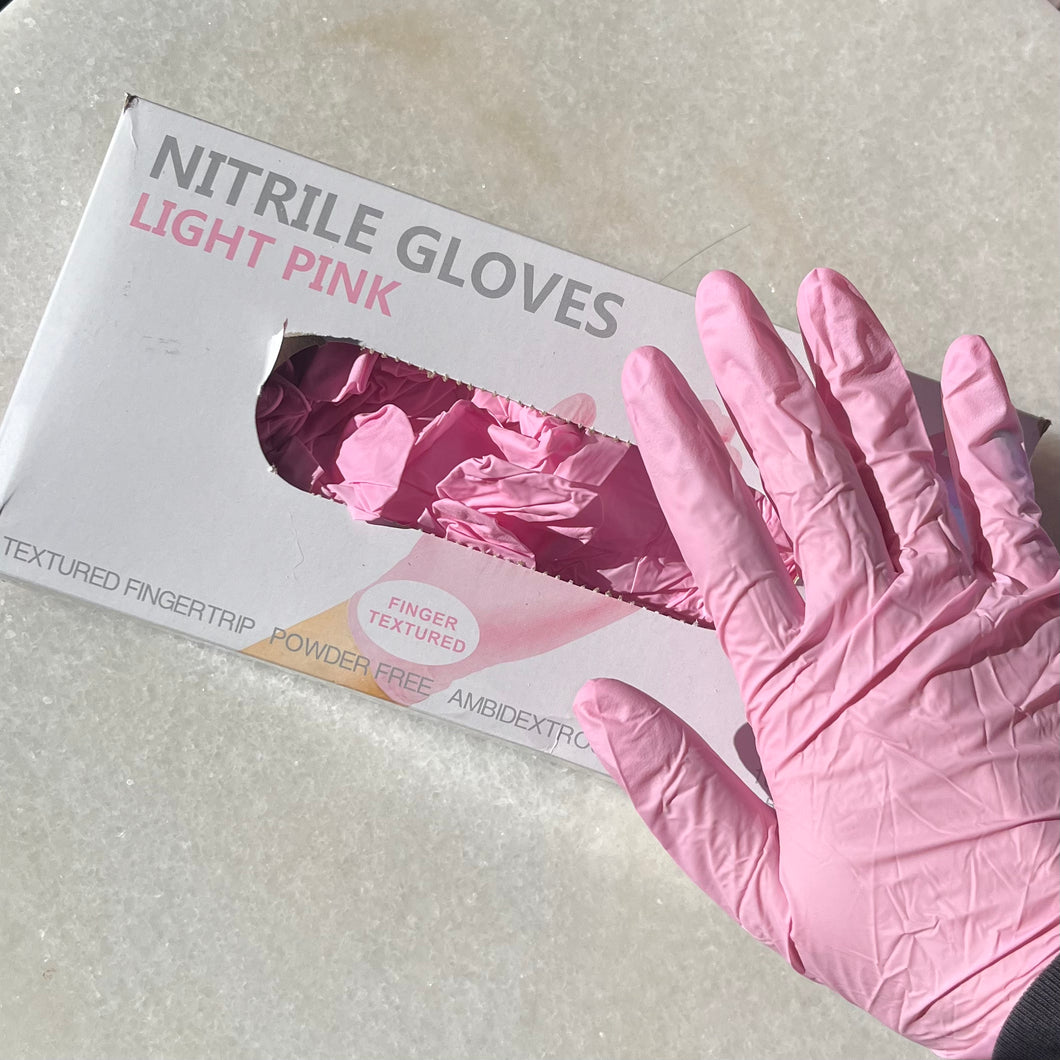 Baby Pink Nitrile Gloves